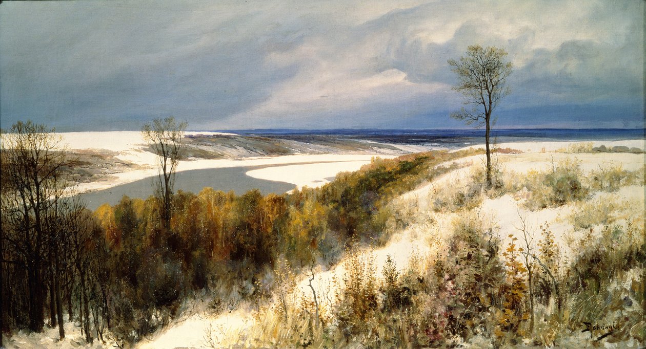 初期の雪、1891年 作： ヴァシーリー・ドミトリエヴィチ・ポレノフ