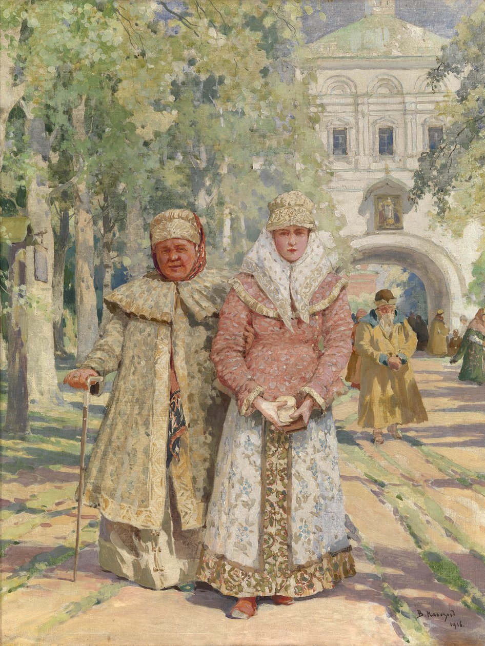 修道院の門の外、1916 年 作： Vasily Ivanovich Navozov