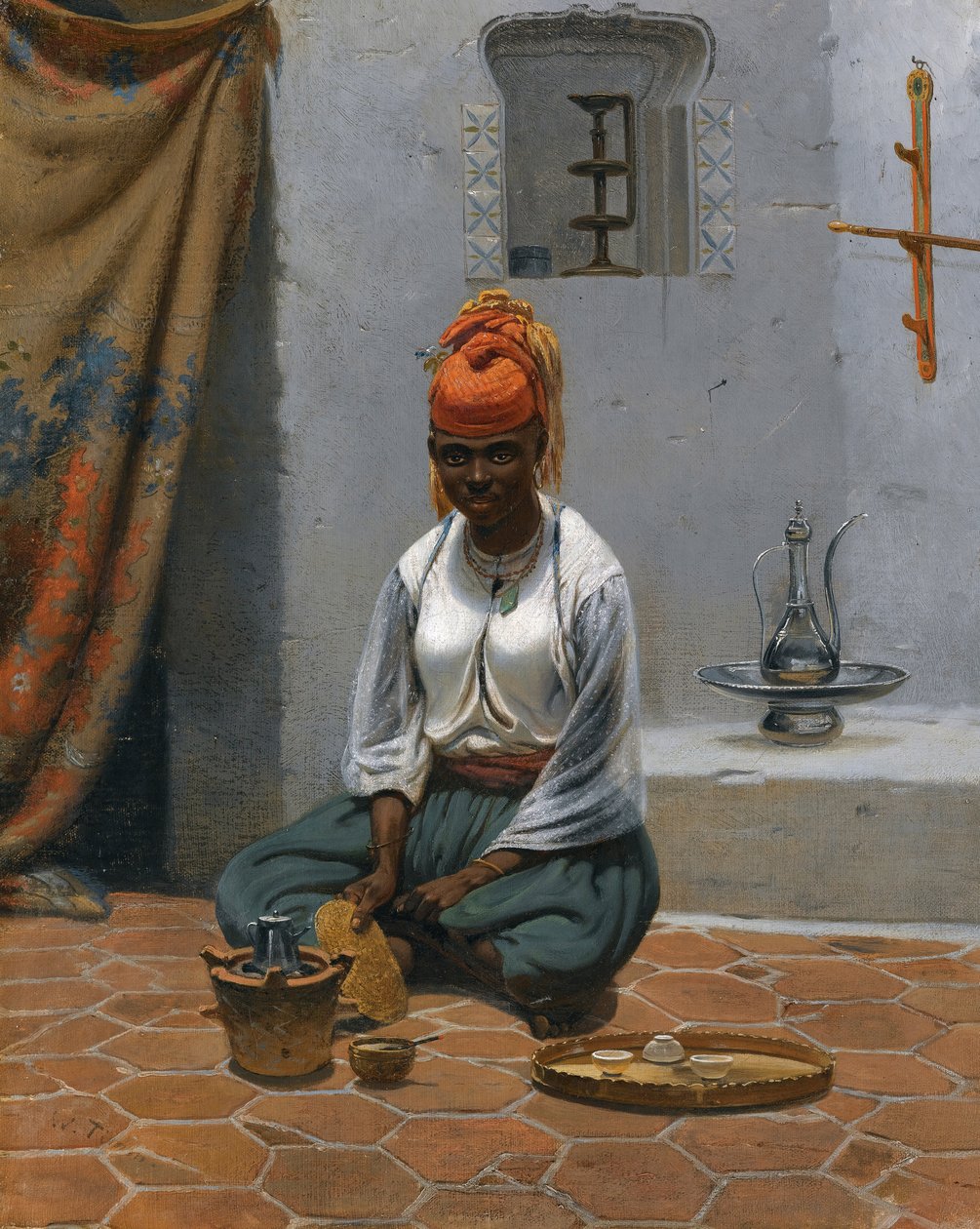 アルジェでお茶を作る、1840年代。 作： ゲオルク・ヴィルヘルム・ティム