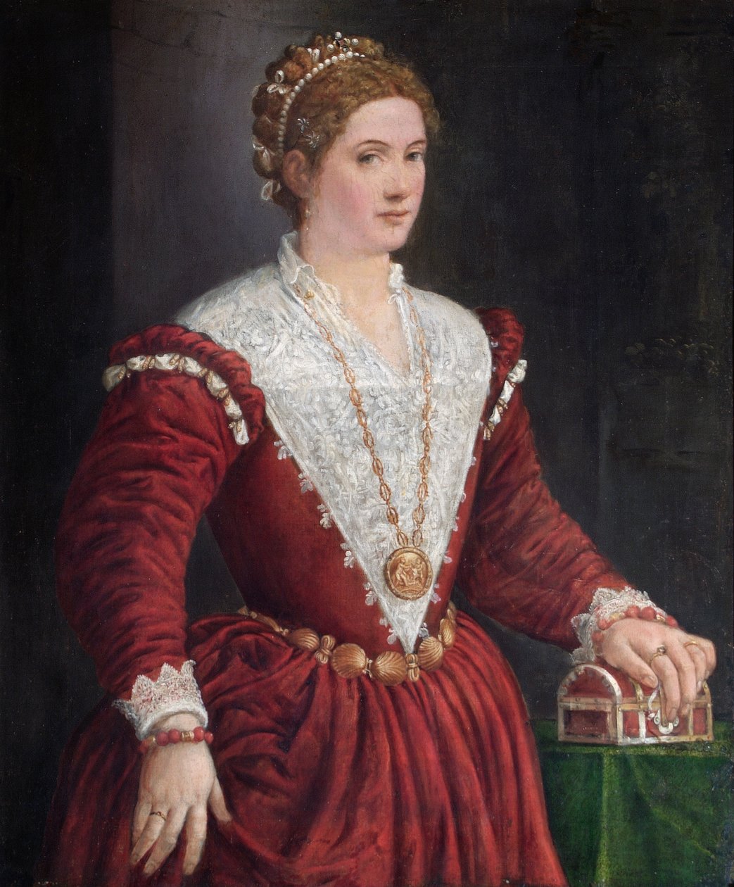 未知の女性の肖像、c1560s 作： ベネチアンスクール
