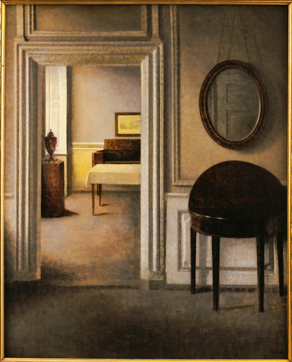 音楽室、30 Strandgade、c.1907 作： ヴィルヘルム・ハンマースホイ