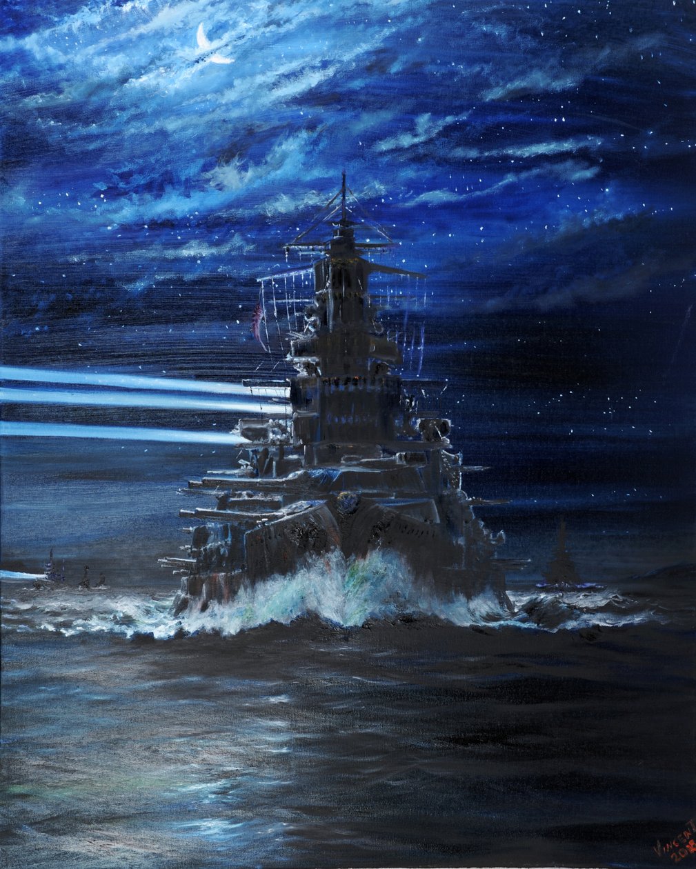 IJN比叡と暁はUSSアトランタ、ガダルカナル1942、2018を照らしました、 作： ヴィンセントアレクサンダーブース
