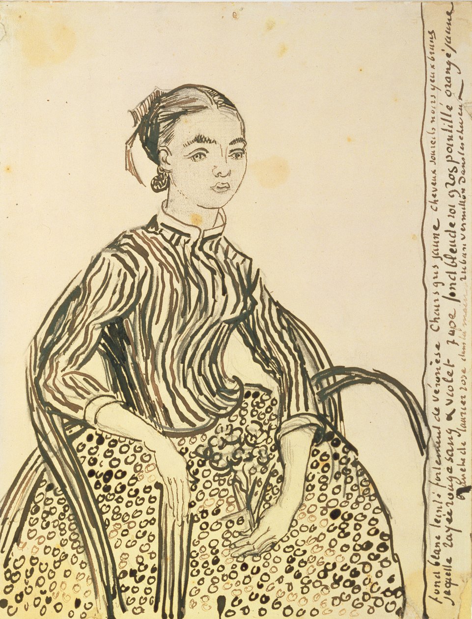 少女の肖像、1888年（紙にインク） 作： ヴィンセント・ヴァン・ゴッホ