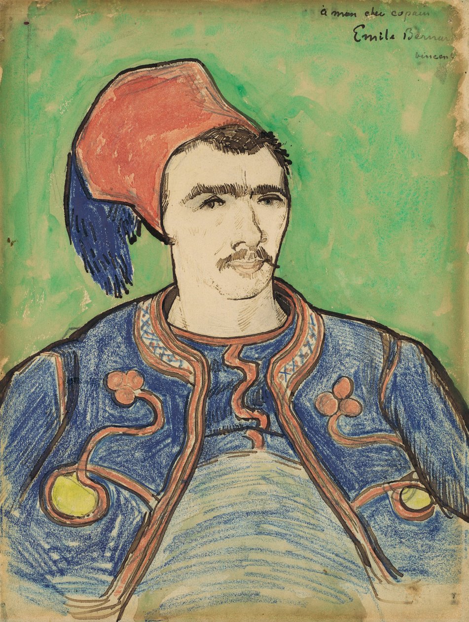 Zouave、c.1888（ペン、茶色のインク、ワックスクレヨン、トイレ） 作： ヴィンセント・ヴァン・ゴッホ