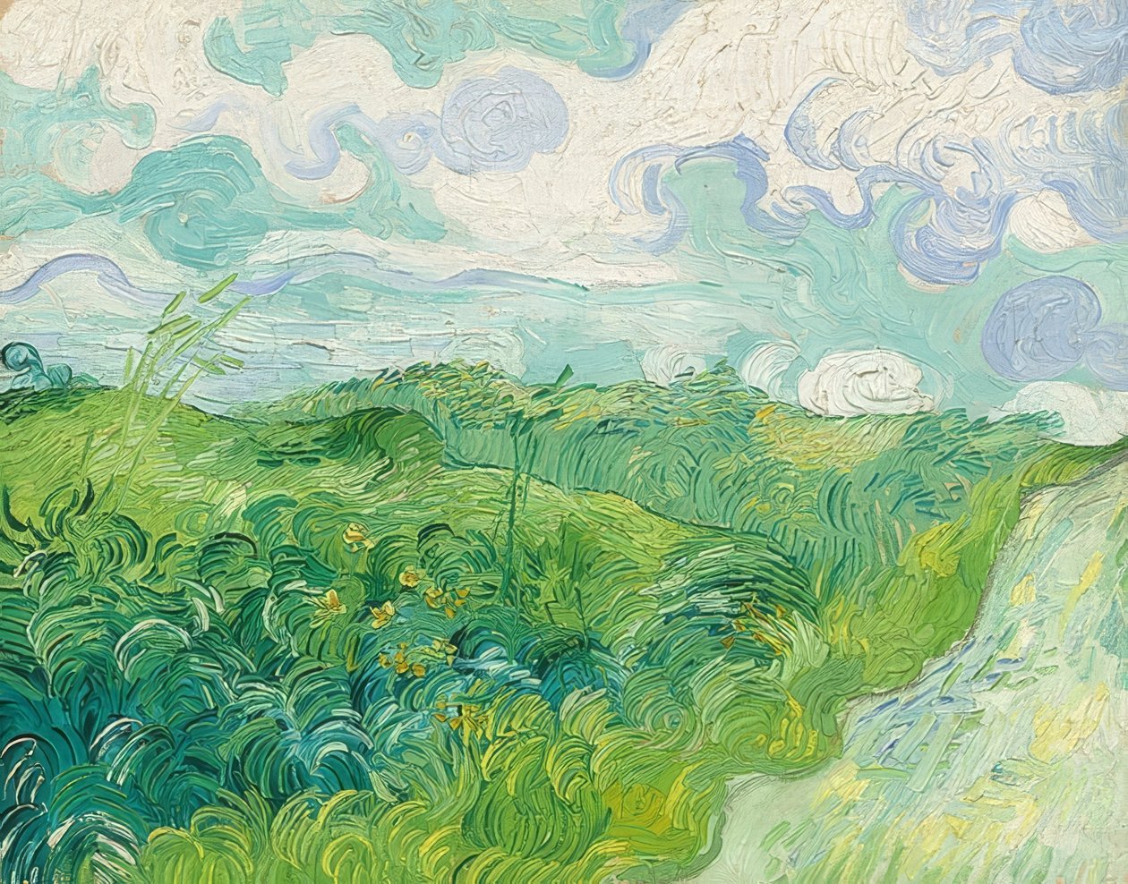 緑の小麦畑、オーヴェル。 1890 作： ヴィンセント・ヴァン・ゴッホ