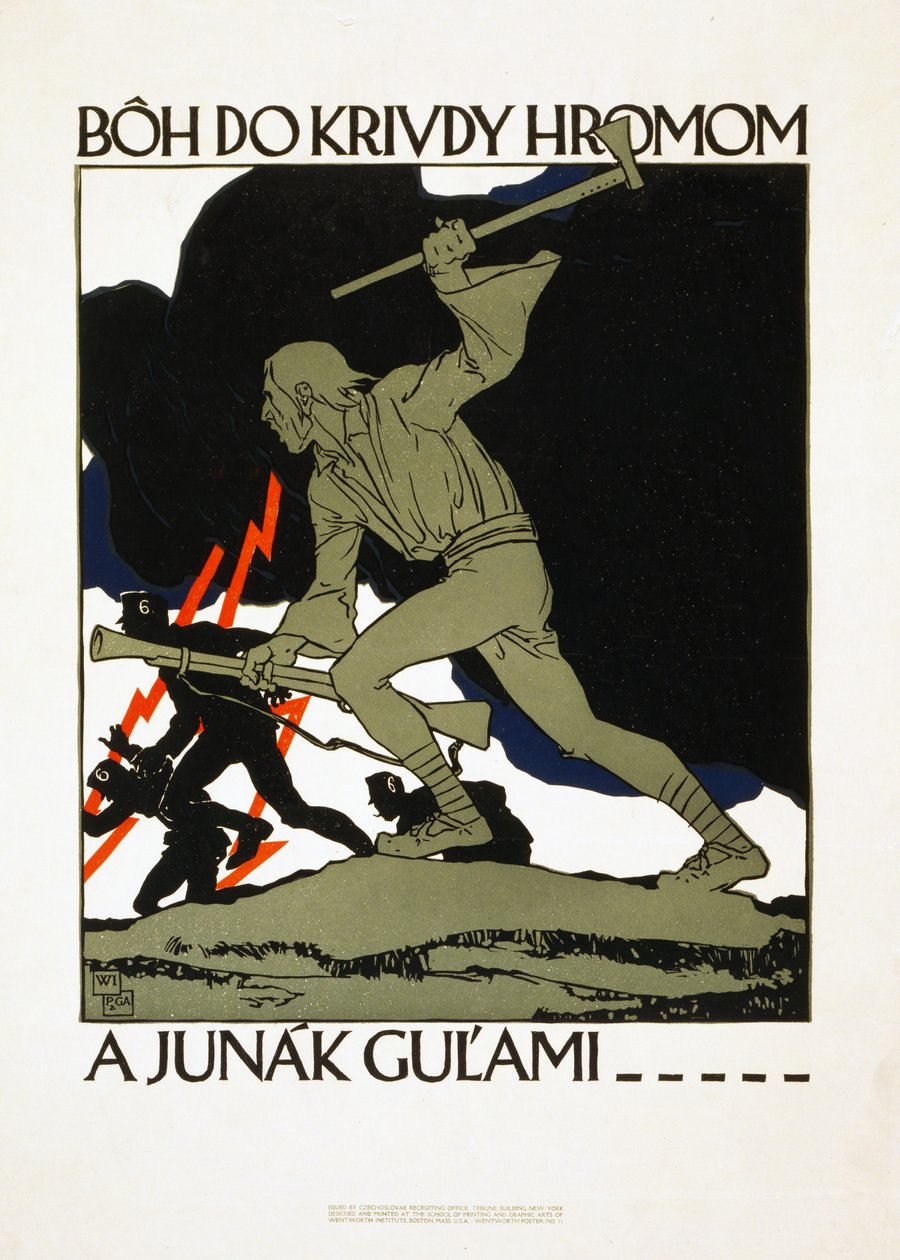 チェコスロバキア軍の募集ポスター、パブ。 1918 作： ヴォイッチプレシッヒ