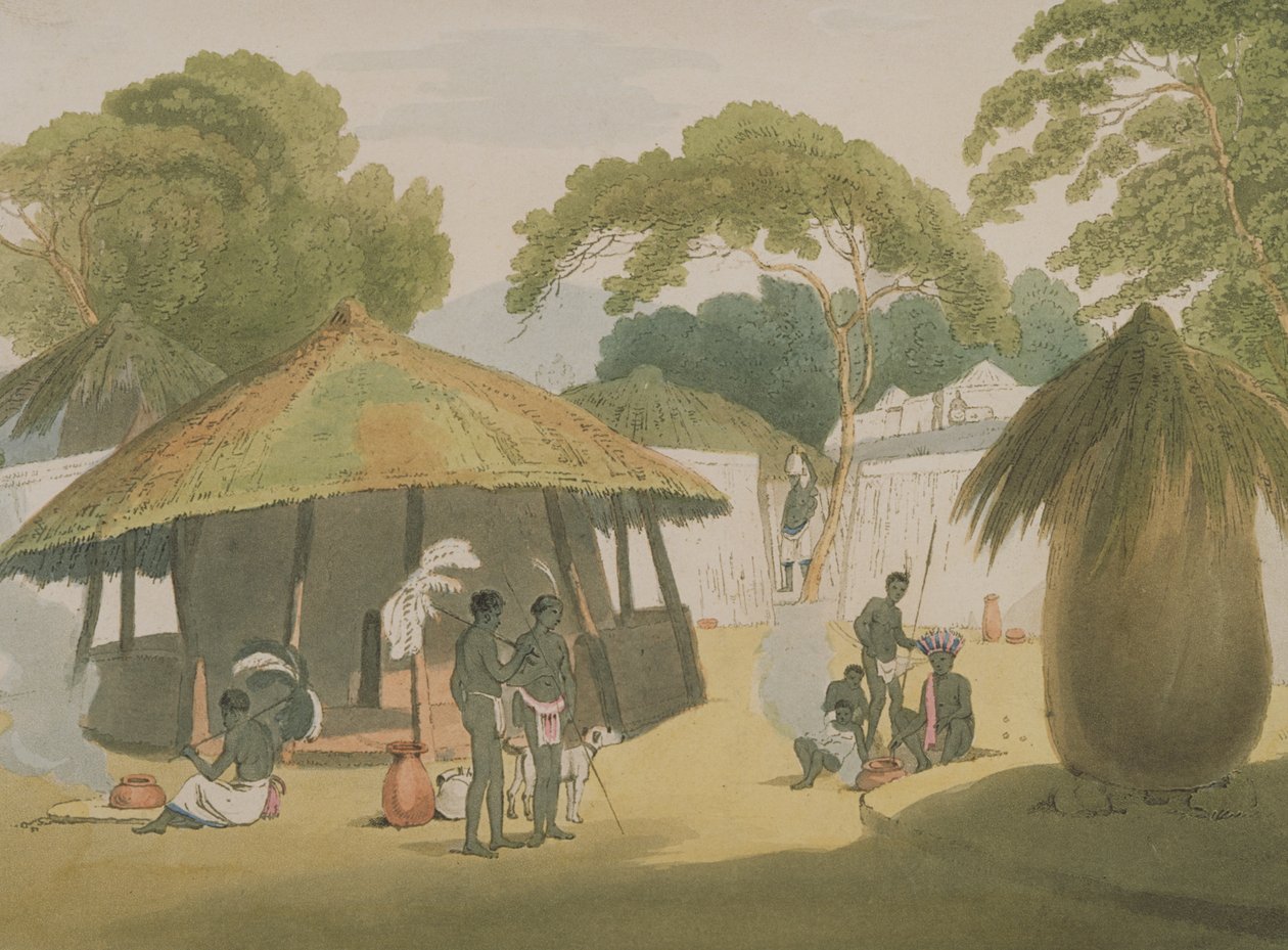 アフリカの村、1806年に公開（リトグラフ） 作： W.アレクサンダー
