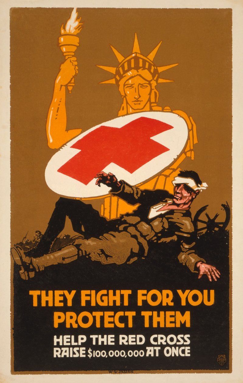 赤十字のための募金ポスター、パブ。 1917 作： WG Sesser