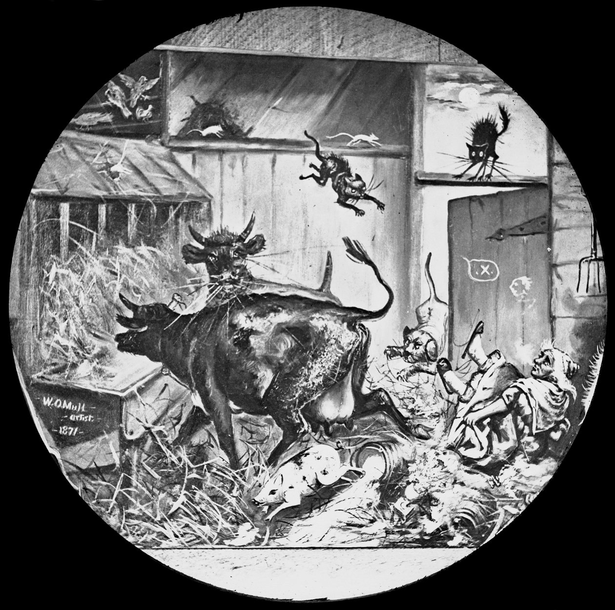 シカゴ火災の起源、1871年頃（ガラスランタンスライド） 作： どこのガーゼ
