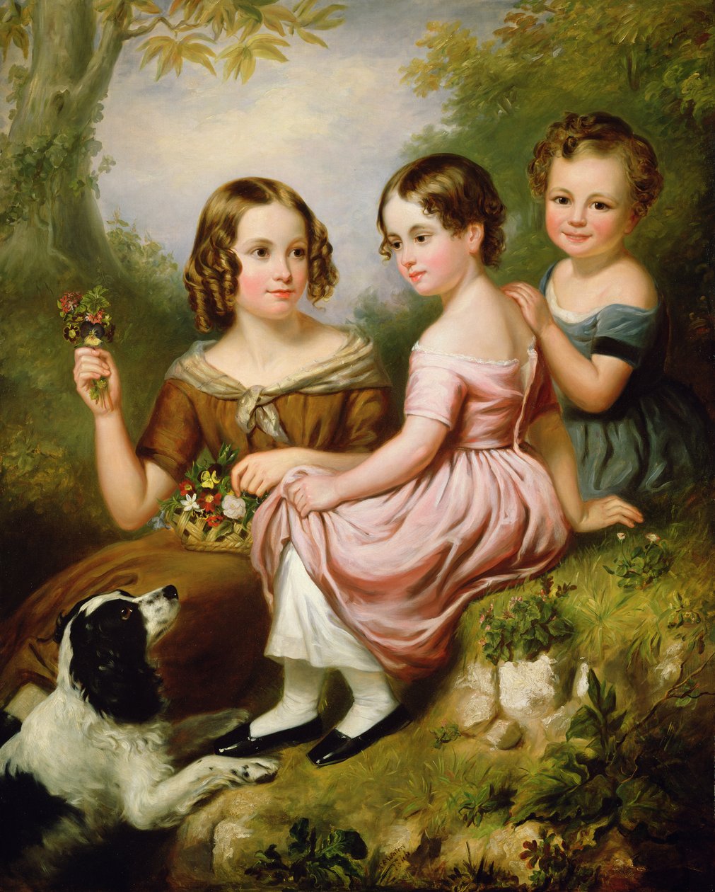 3人の子供の肖像、1846年 作： WRウォーターズ