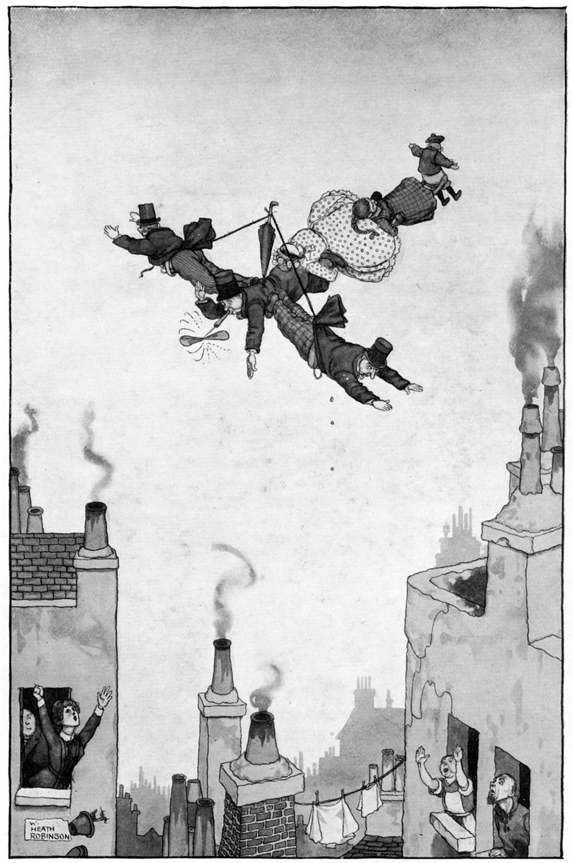 飛行のユーモア、c1920 作： ウィリアムヒースロビンソン