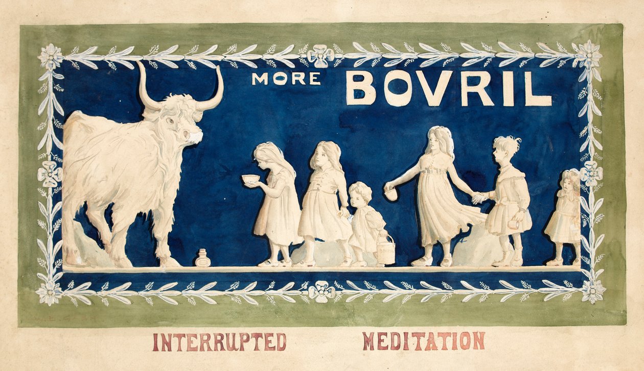 ？Interrupted Meditation？、Bovrilポスターのデザイン 作： ウォルター・ボナー・ガッシュ