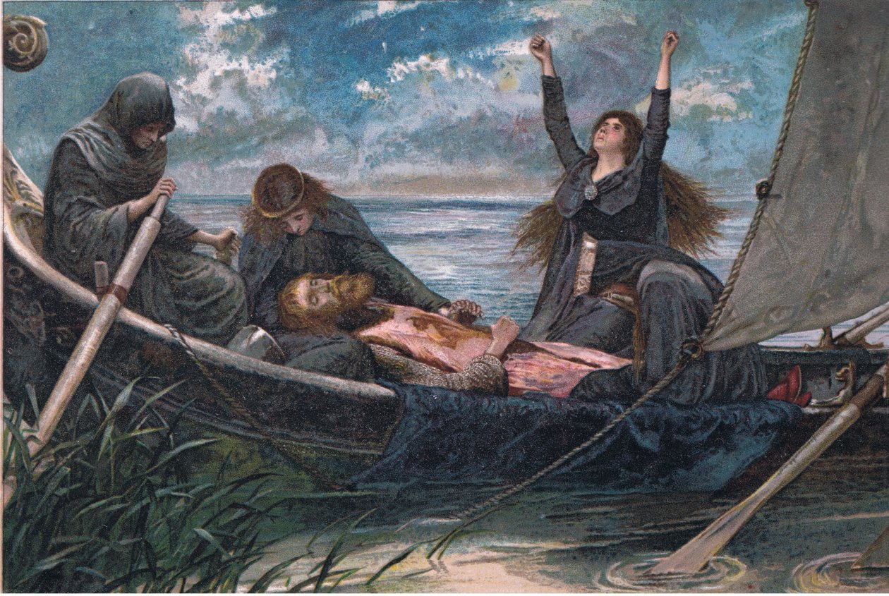 アーサーの死去、EP Dutton＆Co発行のTennyson Picturesのイラスト、c.1900 作： ウォルターパジェット