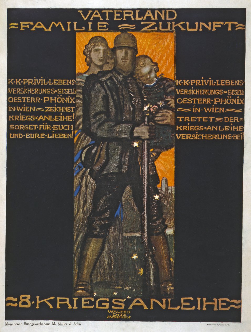 祖国、家族、未来？パブ。 1918（カラーリトグラフ） 作： ウォルター・ディッツ