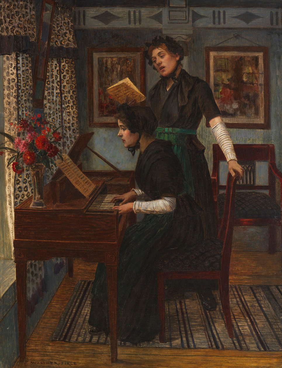 音楽のレッスン、c。 1890年。 作： ウォルターファール