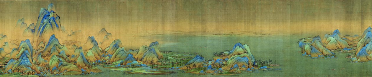 川や山の千里、細部、c.1113（布にインクと色） 作： 王西門