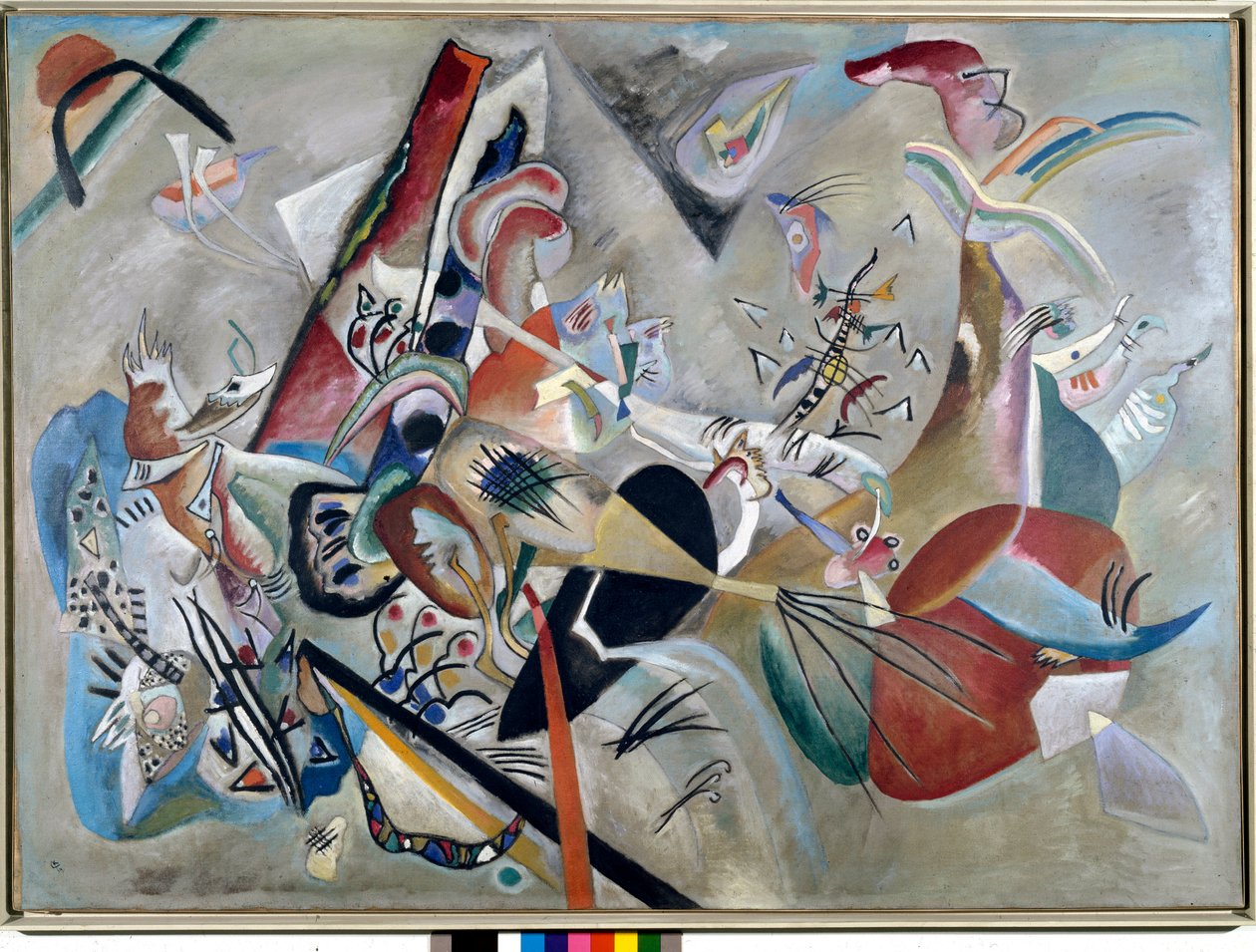 表現主義：Vassily Kandinsky（またはWassily KandinskiまたはKandinskij、1866-1944）による「灰色の」絵画。 1919年個人蔵 作： ワシリー・カンディンスキー