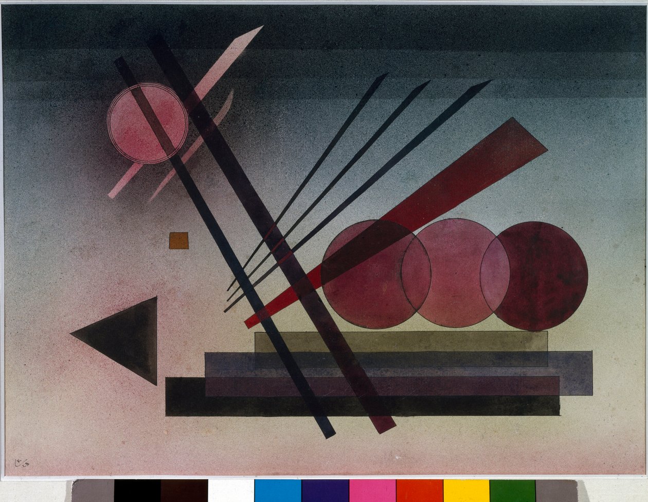 表現主義：「” Schwebende Kraft”」」（一時停止中の力）Vassily Kandinsky（またはWassily KandinskiまたはKandinskij、1866-1944）による水彩画。 1928日。 34,5x47 cmプライベートコレクション 作： ワシリー・カンディンスキー