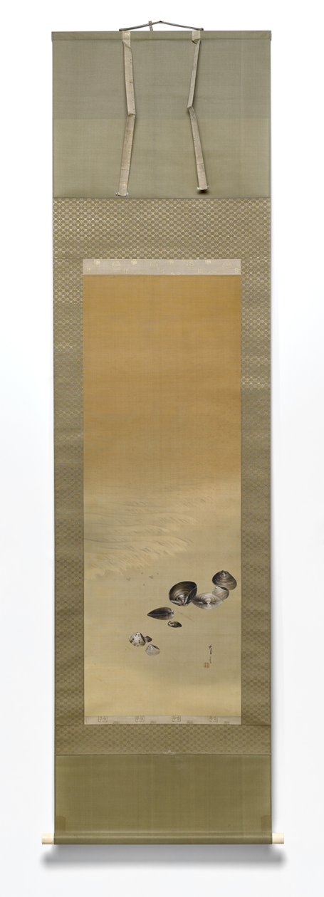 19世紀半ばから20世紀初頭にかけての海岸沿いの貝殻（シルクにインクと色） 作： 渡辺ページイ