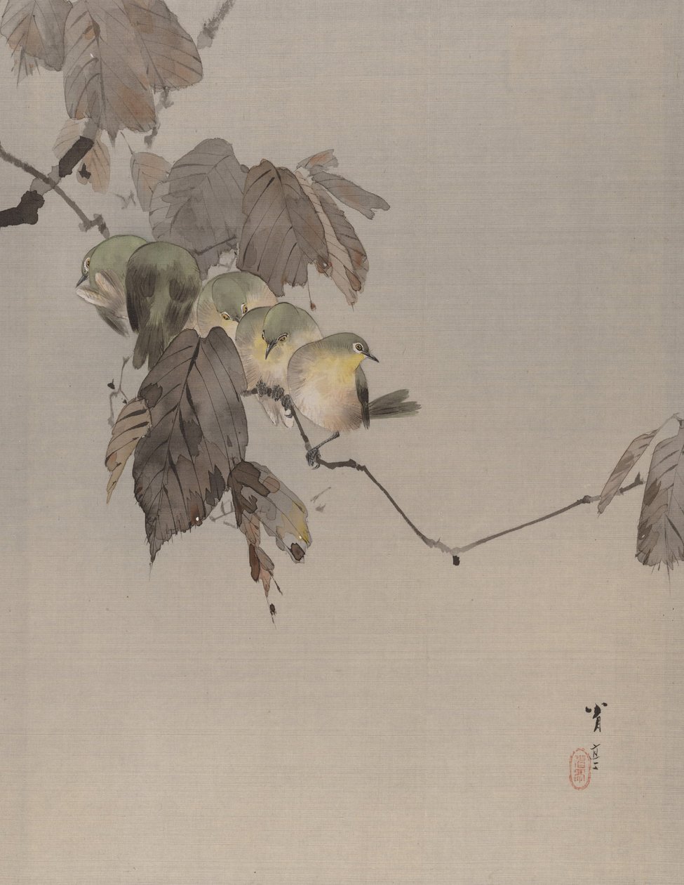 ブランチ上の鳥、ca。 1887。 作： 渡辺ページイ