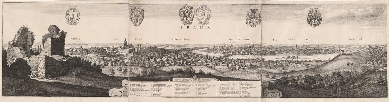 プラハの素晴らしい眺め、1649 年。 作： ヴァーツラフ・ホラー