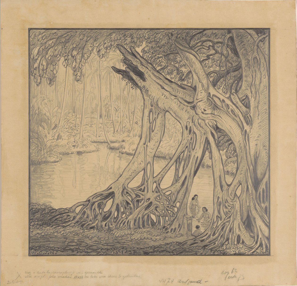 海水浴客がいる熱帯林 作： Wijnand Otto Jan Nieuwenkamp