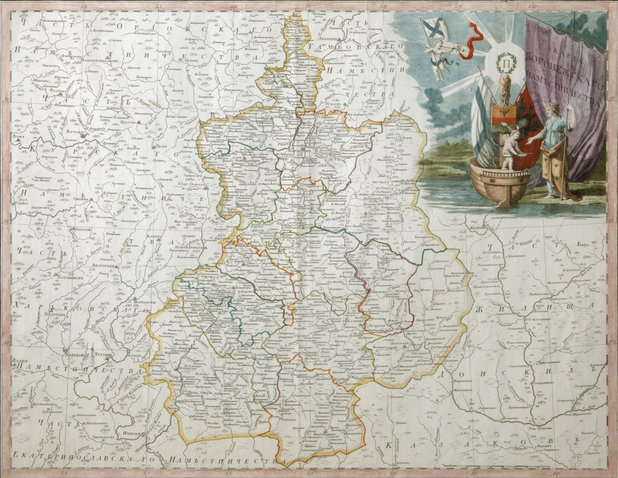 ヴォロネジ県の地図、1792 年 作： ウィルブレット