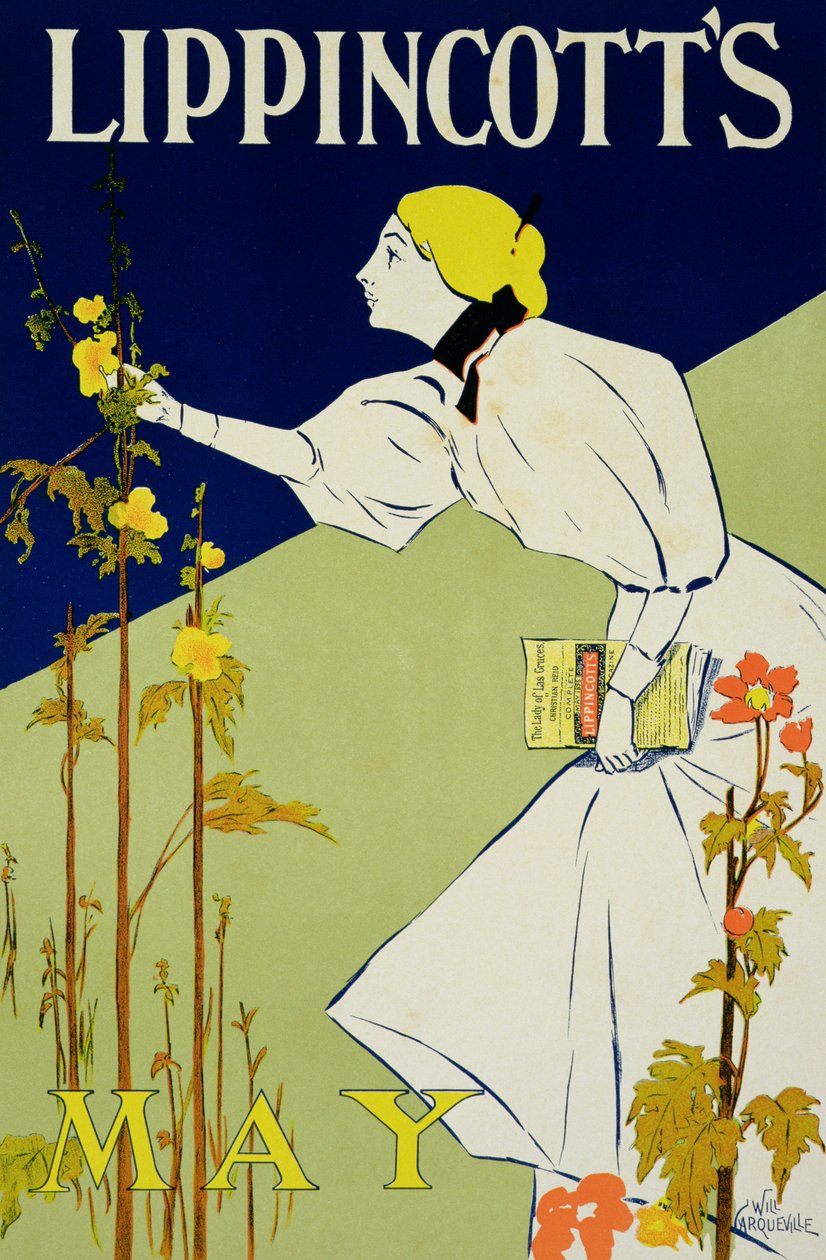 1895年にフィラデルフィアで発行されたポスター「Lippincott&39;s Magazine、5月号」の複製 作： ウィル・カークビル