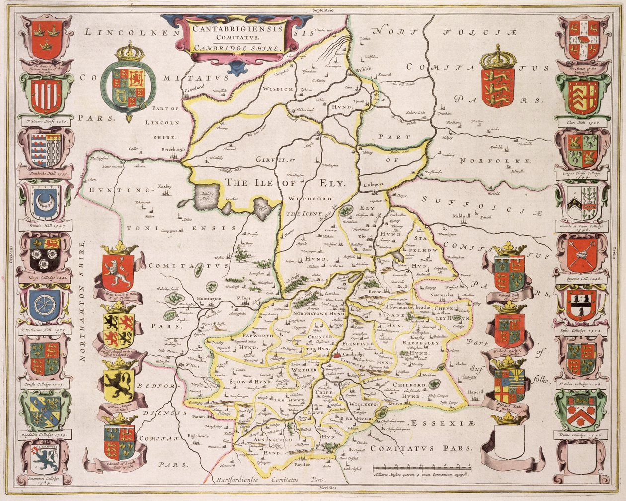 ケンブリッジシャーの地図、アムステルダムc.1647-48（手描きの彫刻）を公開 作： Joan Blaeu