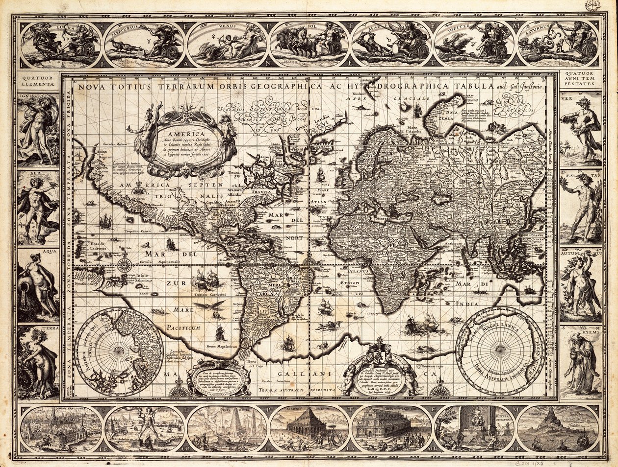 メルカトル図法の世界地図 作： ウィレム・ブルー