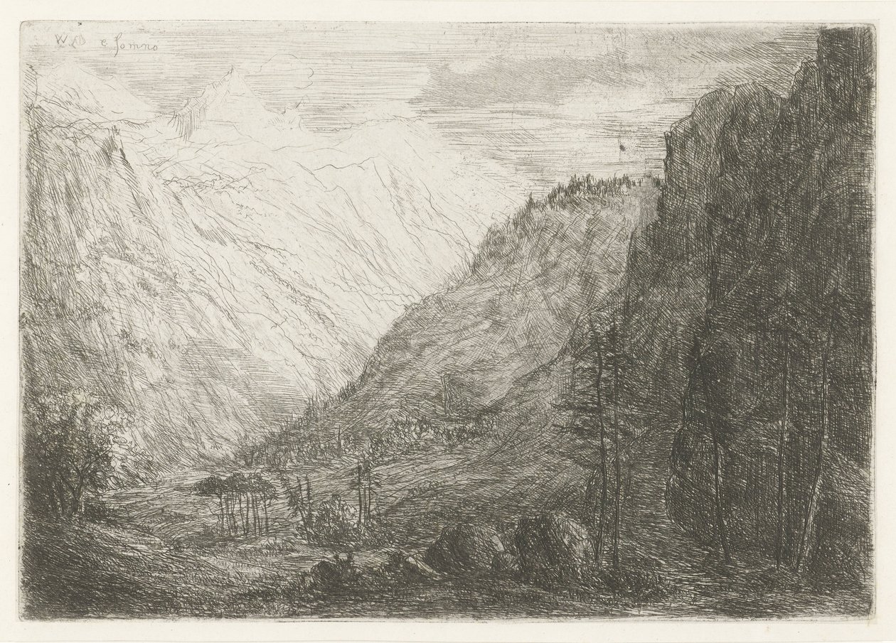 山の谷の眺め 作： Willem Matthias Jan van Dielen