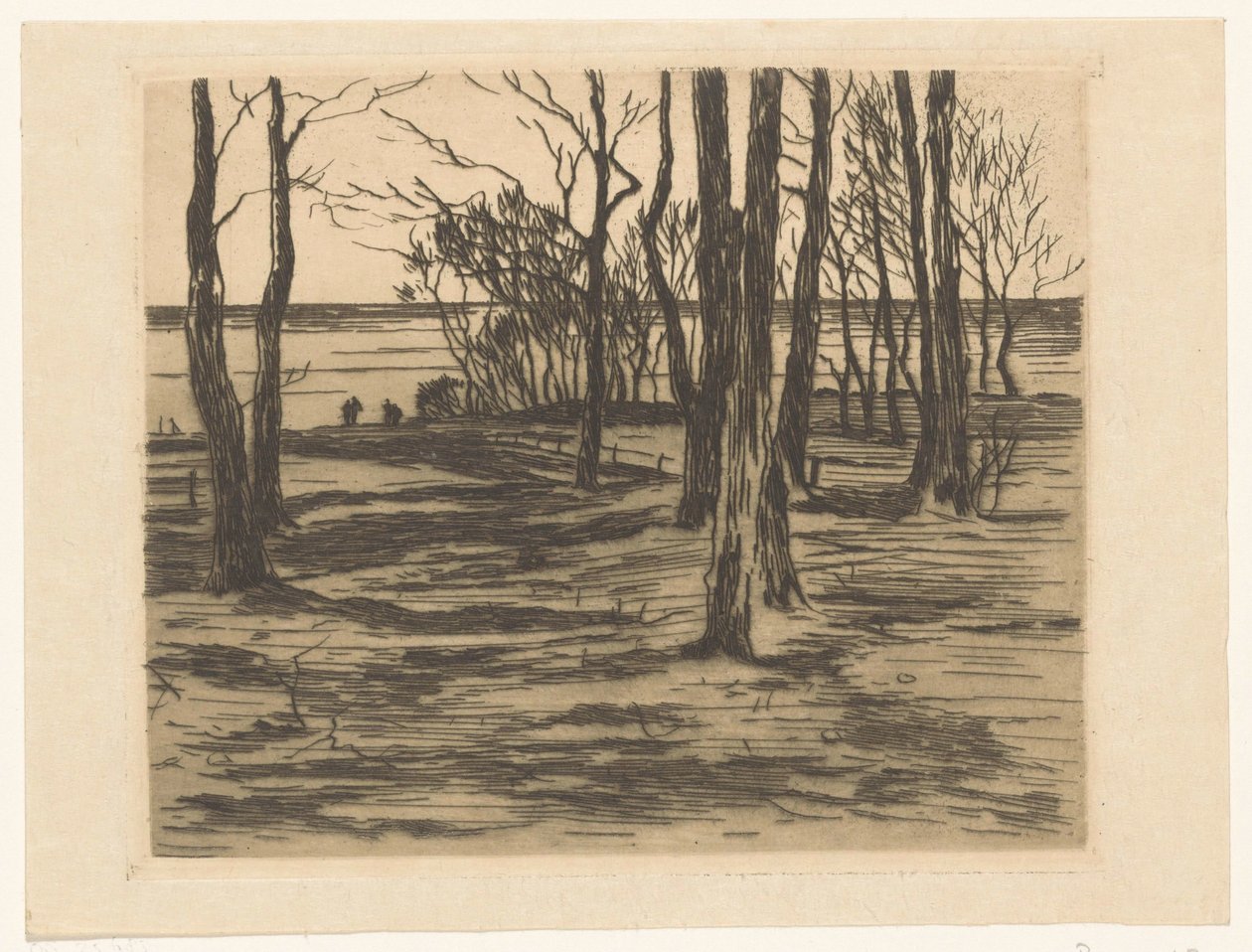 Valkeveen のウォーター フロントの木々 作： ウィレム・アーノルドゥス・ウィッセン