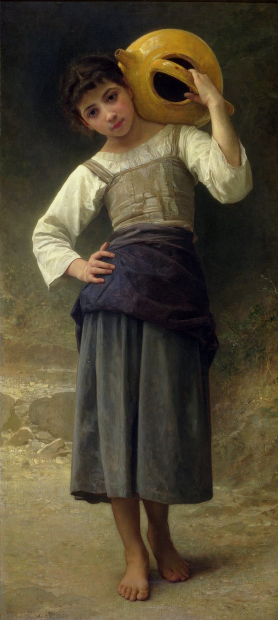 ウォーターガール（春に行く少女）1885 作： ウィリアム・アドルフ・ブーグロー