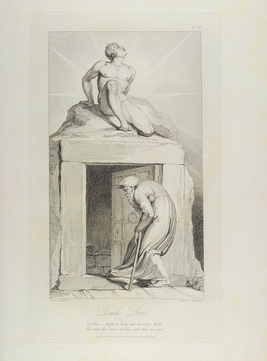 死の扉、pl.12、ウィリアムブレイク作「The Grave、A Poem」（1757-1827）のイラスト、Luigi Schiavonetti（1765-1810）、1808 作： ウィリアム・ブレイク