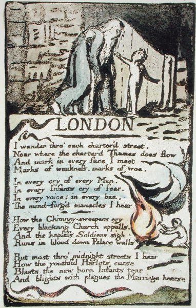 ロンドン、51曲（Bentley 46）、Songs of Innocence and of Experience（Bentley Copy L）1789-94（pen＆wcによる浮き彫りエッチング） 作： ウィリアム・ブレイク
