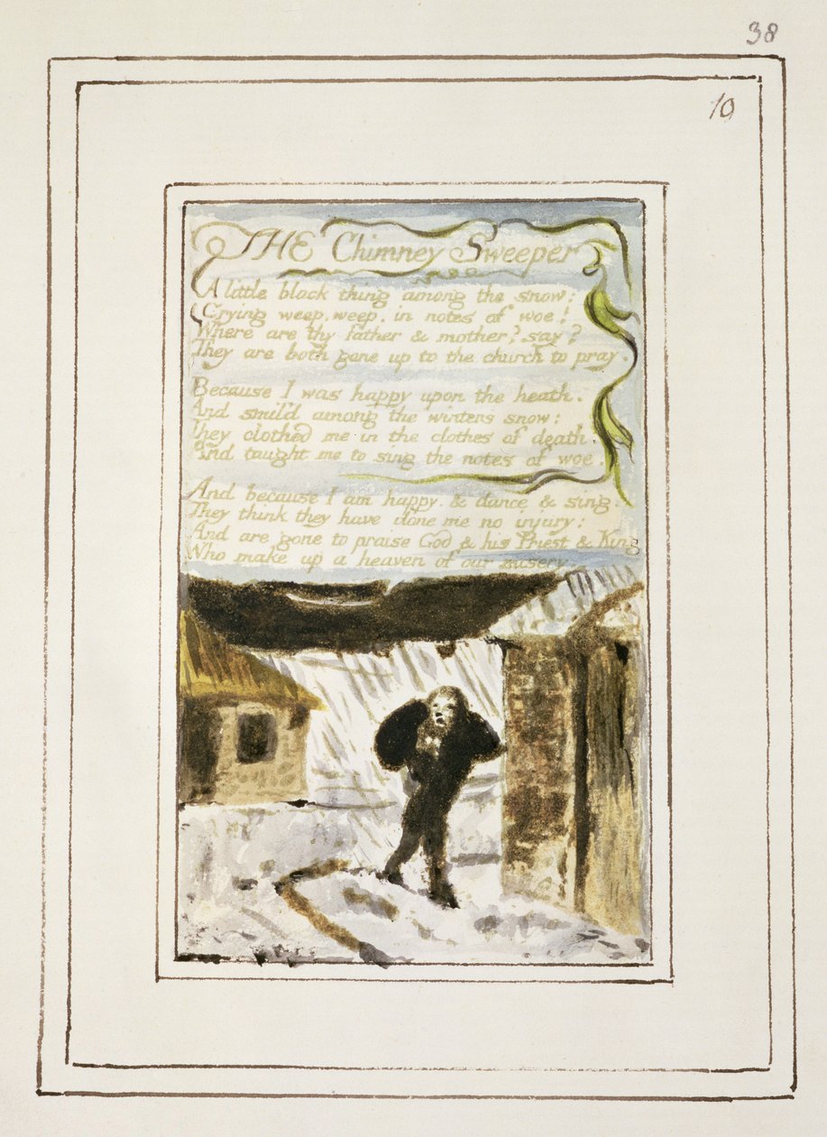 P.124-1950.pt38煙突掃除人：「無垢の歌と経験の歌」のプレート38（コピーR）c.1802-08（エッチング、インク、トイレ） 作： ウィリアム・ブレイク