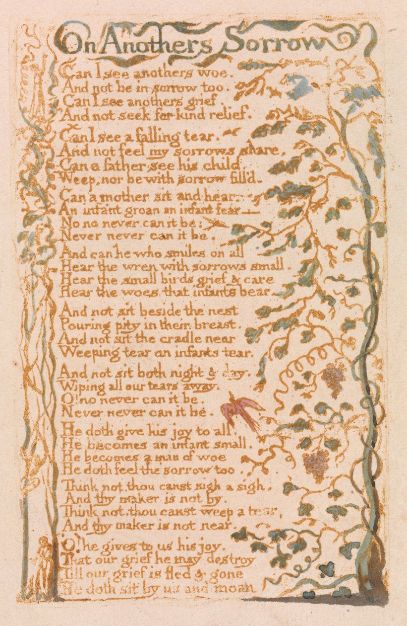 Songs of Innocence、Plate 24、On Anothers Sorrow（ベントレー27） 作： ウィリアム・ブレイク