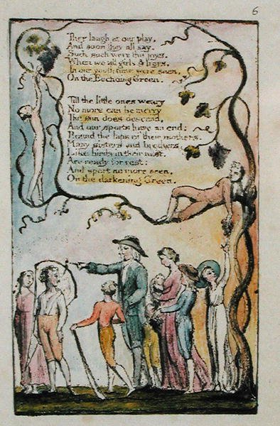 The Ecchoeing Green、plate 2（Bentley 7）from Songs of Innocence and of Experience、c.1789-94（pen＆ink and wcによるレリーフエッチング） 作： ウィリアム・ブレイク