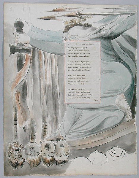 The Fatal Sisters、The 72 of The Poems of Thomas Grey、1797-98（紙にペンとインクが付いたトイレ） 作： ウィリアム・ブレイク