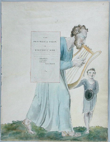 The Poems of the Poesy、design 41 from The Poems of Thomas Gray、1797-98（wc with pen＆black ink on paper） 作： ウィリアム・ブレイク