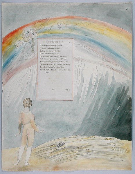 The Progress of Poesy、デザイン51 from The Poems of Thomas Gray、1797-98（wc with pen＆black ink on paper） 作： ウィリアム・ブレイク
