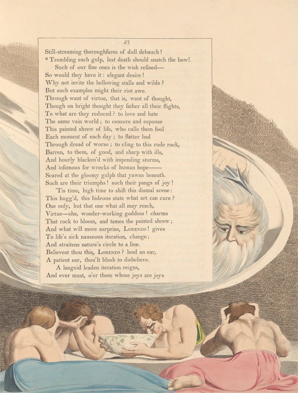 Youngs Night Thoughts、Page 57、Trembling Each Grup、to Death Death Was Snatch the Bowl 作： ウィリアム・ブレイク