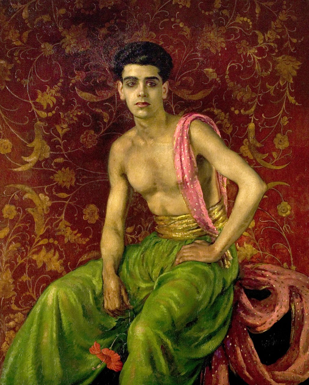 ハイビスカスの花、1922年頃 作： ウィリアム・ブルース・エリスの巻きひげ