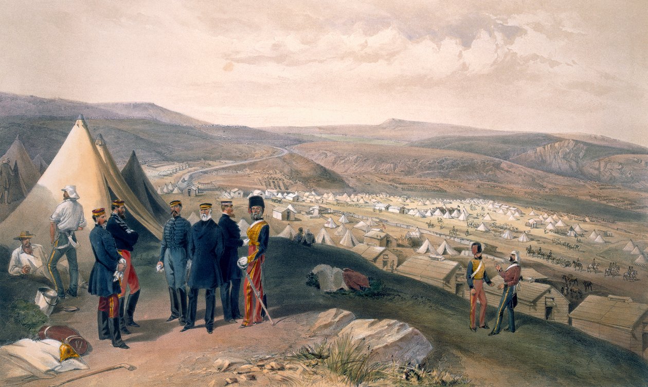 騎兵隊キャンプ、「東の戦争の座席」のパブ。ポール・ウント・ドミニク・コルナギウント社、1856年 作： ウィリアムクリミアシンプソン