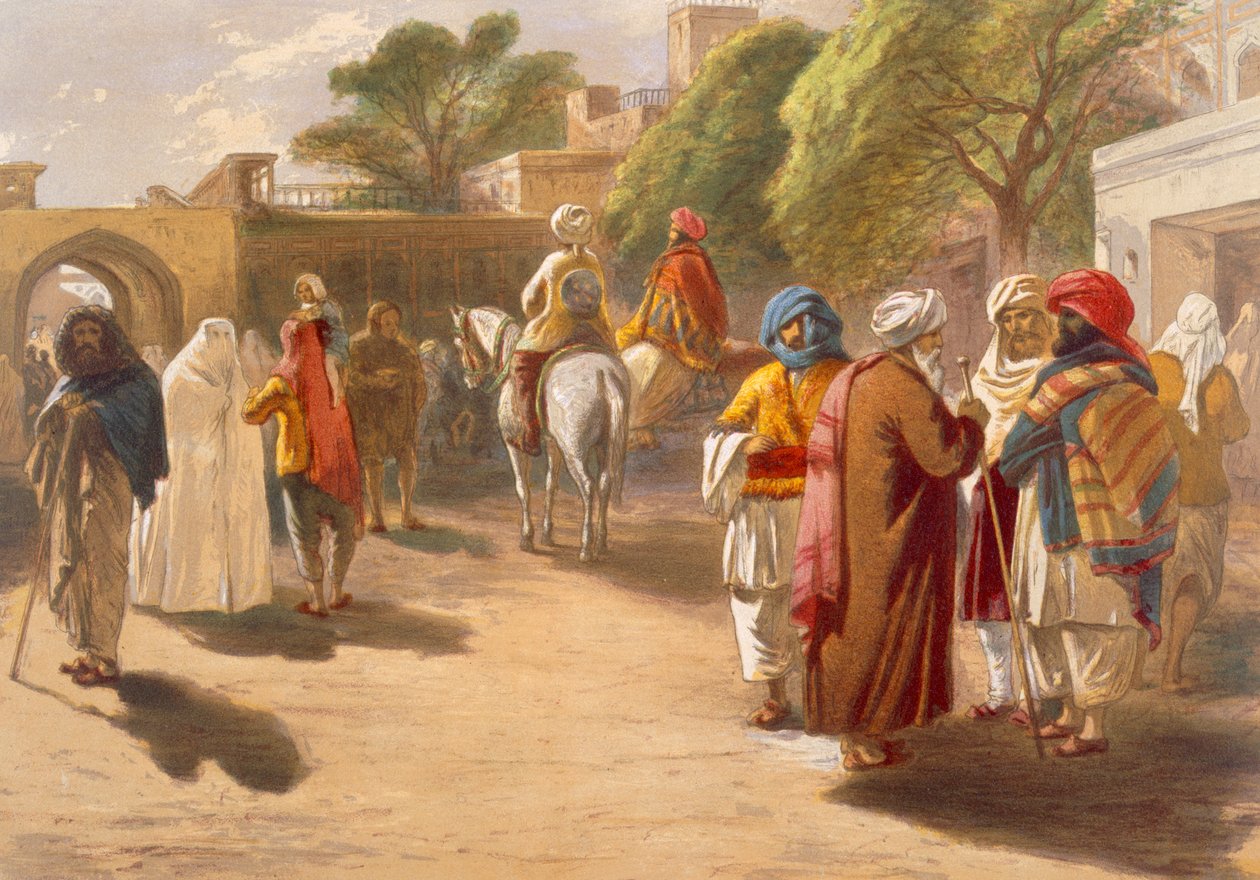 ペシャーワルマーケットシーン、「インドの古代と現代」、1867年 作： ウィリアムクリミアシンプソン