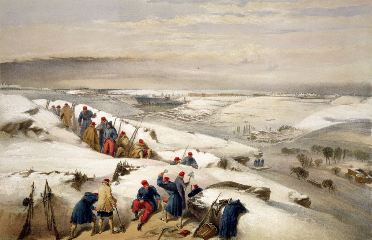 トレンチ攻撃の極右からのセバストポル、「東の戦争の席」からのプレート、Colnaghi and Co.、1856年発行 作： ウィリアムクリミアシンプソン