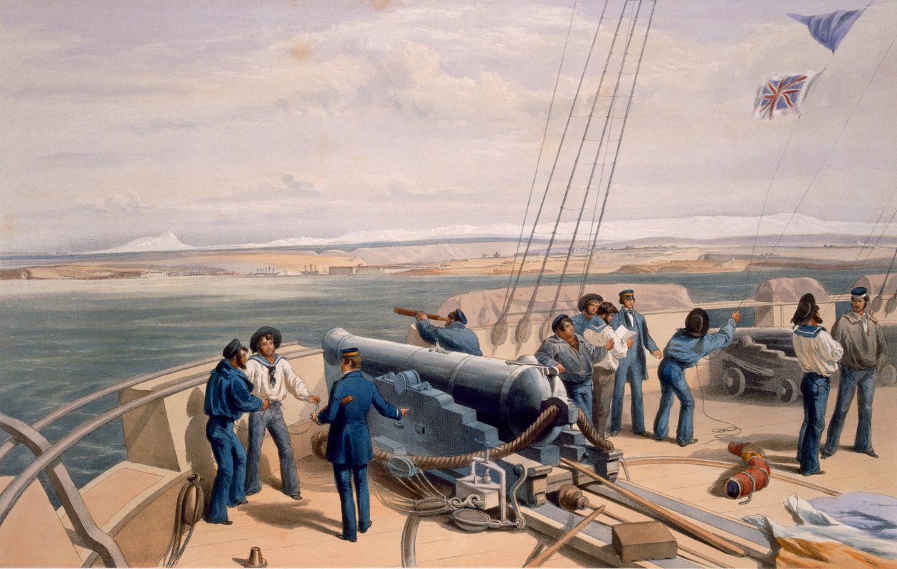 海からのセバストポル、「東の戦争の席」からのプレート、Colnaghi and Co.、1856年発行（手塗りのリソ） 作： ウィリアムクリミアシンプソン