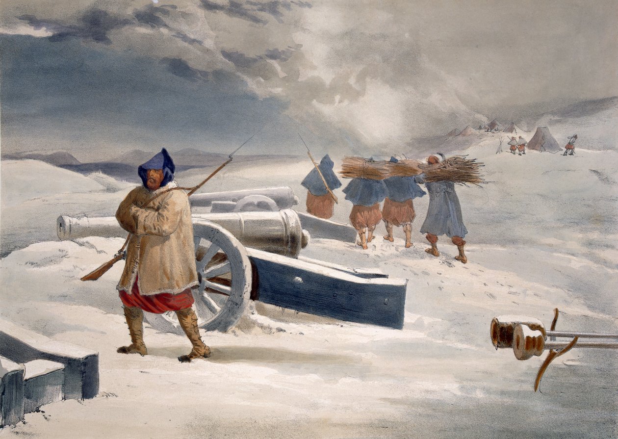 1856年にコルナギと共同で発行された「東の戦争の座席」からのプレート、ズアヴェスのセンチネル 作： ウィリアムクリミアシンプソン