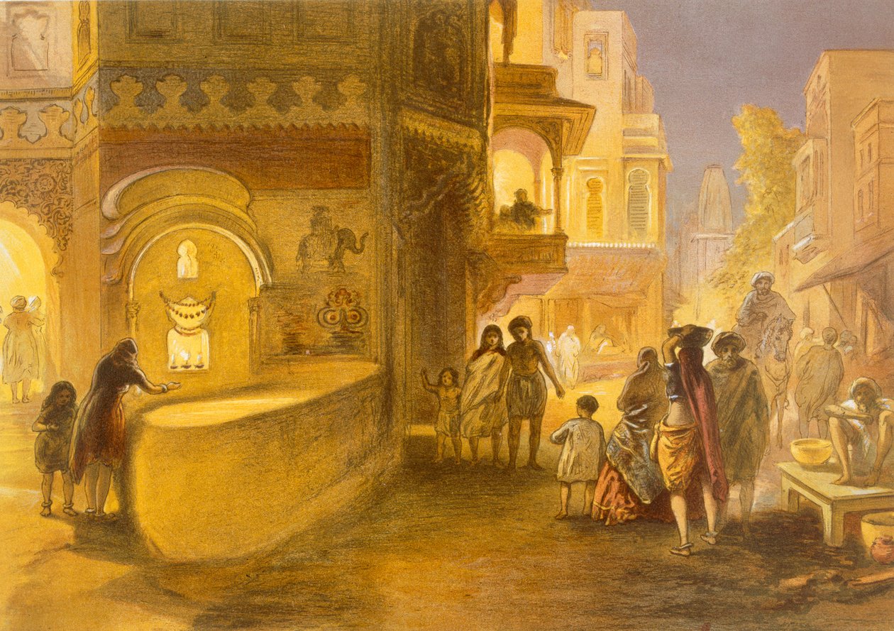 1867年「インドの古代と現代」からのランプのデワリまたはフェスティバル 作： ウィリアムクリミアシンプソン