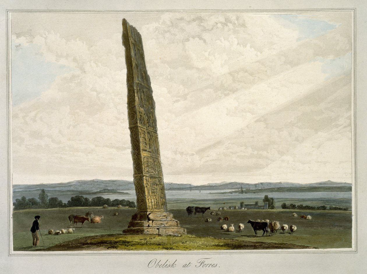 1821年に出版された「1814年から1825年にかけて行われたイギリスを巡る航海」からフォレスのオベリスク 作： ウィリアム・ダニエル